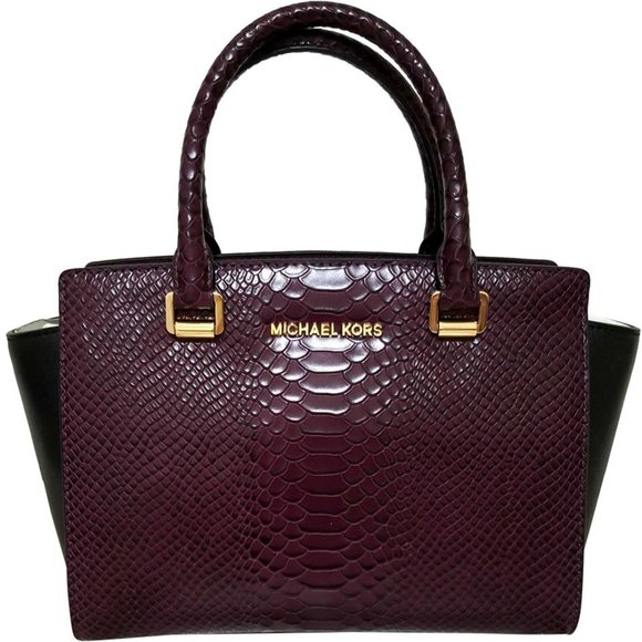 s-l400.jpg NWT MICHAEL KORS Selma Snake-Leather Satchel
